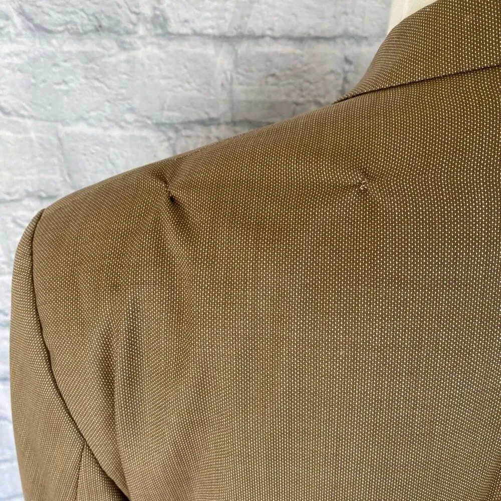 Ralph Lauren wool tan suit w/fully lined 3 button jacket and pleated cuffed pant